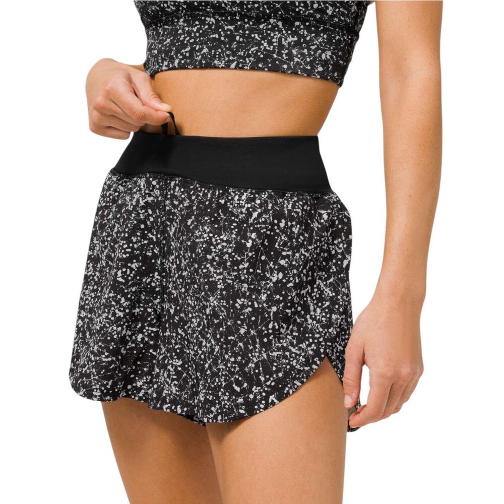 Lululemon Find Your Pace Short High Rise 3" Lined Crinkle Reflective White Black